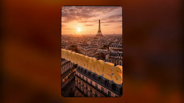 Nom de marque en 3D posé sur les toits de Paris